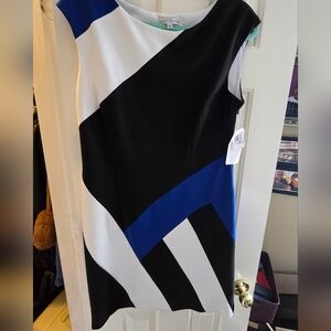 Stylish Black and Blue Geometric Dress